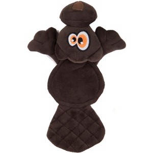goDog Silent Squeak Flattie Beaver Plush Dog Toy, Chew Guard Technology, Large - 1 of 4