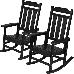 VEVOR 2 Pcs Porch Rocker, HIPS Outdoor Rocking Chair, High Back Patio Rocking Chair with Smooth Armrests, Supports up to 400 lbs - 1 of 4