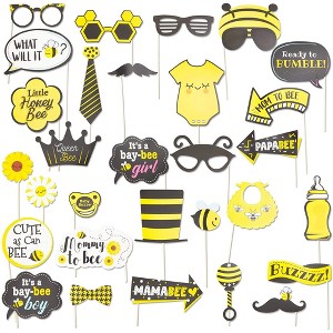 Sparkle and Bash 30-Pack Bumblebee Photo Booth Props Kit, Honey Bee Theme Selfie Props for Baby Shower Birthday Party - 1 of 4