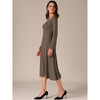 INSPIRE CHIC Women's Knit Midi A-Line Drawstring Back Square Neck Long Sleeve Dresses - 2 of 4