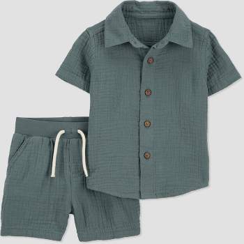 Carter's Just One You® Baby Boys' Striped Top & Bottom Set - Dark Green