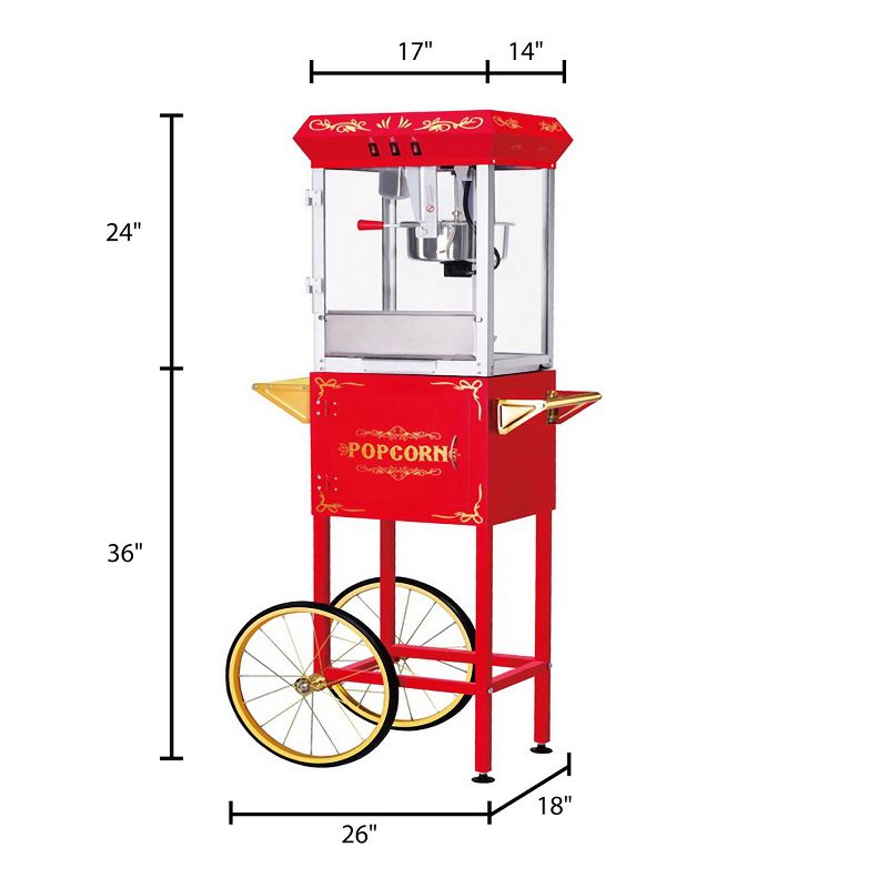 Great Northern Popcorn 8 oz. Foundation Style Popcorn Popper Machine Cart - Red, 4 of 6