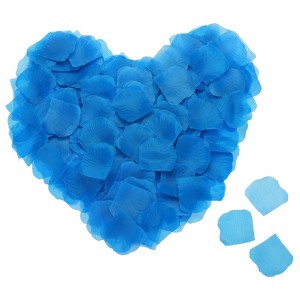 Unique Bargains Wedding Birthday Decor Artificial Silk Flower Rose Petals 2x2 Inch 1200 Pcs Lake Blue - 1 of 3