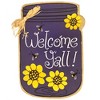 Welcome Y'all Jar Burlap Spring Garden Flag Flowers 18" x 12.5" Briarwood Lane - 3 of 4