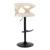 LumiSource Set of 2 Gardenia Adjustable Barstools Black Metal/Natural Wood/Cream PU - 2 of 4