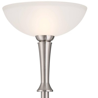 Brushed Nickel 70" Torchiere Floor Lamp with Glass Shade
