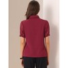 INSPIRE CHIC Women's Sheer Short Sleeve Point Collar Work Button Down Shirt - 3 of 4