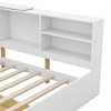 Twin Size Platform Bed, Wood Bed Frame with Built-in Storage Shelves and Box, 2 Drawers, Rotatable Storage Board, Upholstered Headboard, Platform Bed - 4 of 4