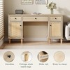 Brafab 3-Drawer Rattan Writing Desk with Storage Shelf & Power Outlets,Computer Desk with 5 Drawers and File Cabinet for Storage Home Office Desks - 2 of 4