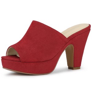 Allegra K Women's Open Toe Platform Chunky Heel Slides Sandals - 1 of 4