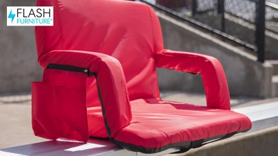 Set of 2 Blue Polyester Reclining Stadium Chairs with Armrests