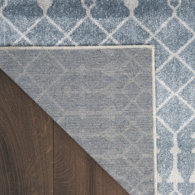 Blue and Ivory Moroccan Trellis 8' x 10' Washable Area Rug