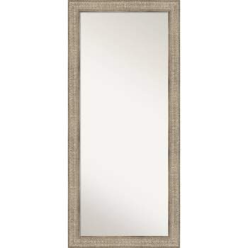 30" x 66" Non-Beveled Trellis Silver Wood Full Length Floor Leaner Mirror - Amanti Art