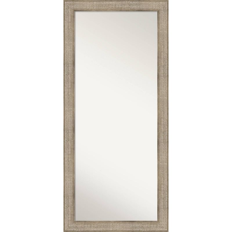 30&#34; x 66&#34; Non-Beveled Trellis Silver Wood Full Length Floor Leaner Mirror - Amanti Art, 1 of 11