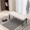 Velvet Upholstered Tufted Bench, Velvet Cushion, 45.28" L Accent Footrest Stool For Living Room, Entryway, Dining Room, Bedroom - 2 of 4
