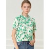 INSPIRE CHIC Women's Ruffled Short Sleeve Floral Mock Neck Summer Top - 3 of 4