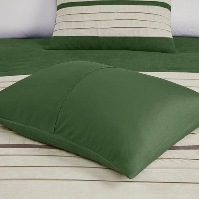 Madison Park Luxury Faux Suede Design Comforter Set, All Season Down Alternative Bedding, Matching Shams, Decorative Pillow, Bed Skirt, Navy ,Cal King — фото 8