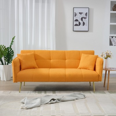 JUJABU 70" Futon Convertible Double Sofa Bed with Folding Armrests for Living Rooms and Small Spaces