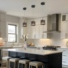 LNC Echonalyri 1-Lights 4.7" Modern Cylinder Pendant  Lights, Polished Gold and Matte Black with Smoked Gray Ribble Glass - 4 of 4