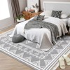 Indoor Tassel Area Rug for Bedroom Living Room - Washable Bordered Farmhouse Carpet, Non-Slip Soft Low Pile Stain-Resistant Mat - 3 of 4