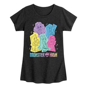 Girls' - Mattel - Cleo Lagoona Draculaura Clawdeen Frankie Pastel Group Fitted Short Sleeve Graphic T-Shirt - 1 of 4