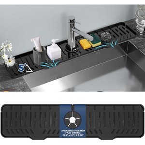 Silicone Faucet Drip Catcher Mat - Sink Soap Sponge Holder, Drying Splash Guard for Kitchen Bathroom - 1 of 4