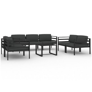 vidaXL Patio Lounge Set Outdoor Sectional Sofa Set Table Aluminum Anthracite - 1 of 4