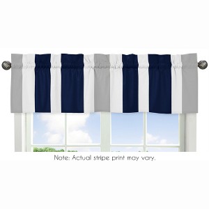 Sweet Jojo Designs Window Valance Treatment 54in. Stripe Blue Grey and White - 1 of 3