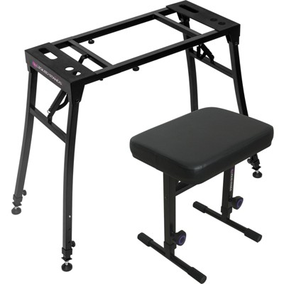 Liquid Stands Collapsible Piano Keyboard Stand and Piano Bench Stool - Adjustable Portable Sturdy Music Stand & Seat - Fits 54-88 Key Digital Keyboard