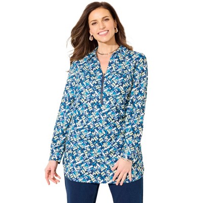 Catherines Women's Plus Size Breezeway Half-Zip Tunic