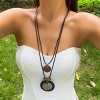 Long Boho Necklaces for Women Stacking Leather Cord Wooden Disc Pendant Necklaces Choker Vintage Adjustable Trendy Necklace Jewelry Gift - 4 of 4