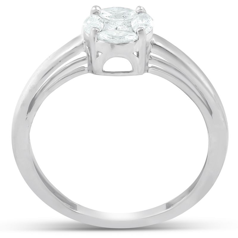 Pompeii3 1/2 Ct Round Framed Marquise Diamond Solitaire Engagement Ring 14k White Gold, 2 of 5