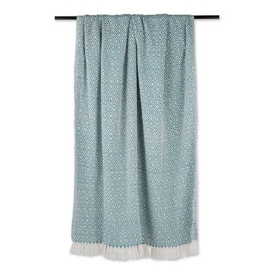 Aqua Teal Double Diamond 50"x60" Cotton Throw Blanket