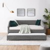 CAVINAS Twin Size Bed Frame, Linen Fabric Upholstered Daybed with Trundle, Tufted Sofa Bed with Diamond-Tufted Backrest and Stylish Wingback Arms - 2 of 4