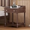 KWPZQEB Nightstand, Retro Side Table with Drawer and Open Shelf, Wooden Bedside End Table with Solid Wood Legs for Bedroom - 4 of 4