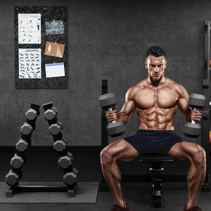 Premium Rubber Coated Hex Dumbbell Weight Set With Rack, Multiple Packages,210LB/350LB/450LB/550LB for Home Gym, Coated Hand Weights for Workouts - 1 of 4