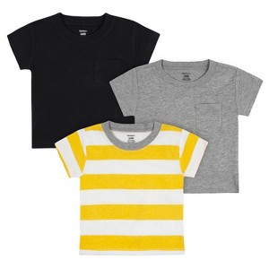 Gerber Baby & Toddler Boys' Short Sleeve Pocket Tees, 3-Pack, Neat Neutrals, 0-3 Months - 1 of 4