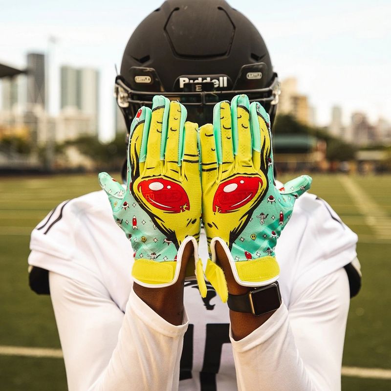 Battle Sports Alien Cloaked Youth Football Gloves - Turqouoise/Green, 4 of 7