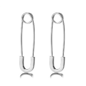 14K Gold over Sterling Silver Safety Pin Earrings - 1 of 4
