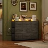 8 Dresser TV Stand with Power Outlets, Led Dresser for Bedroom, Fabric Chest of Drawers with Double Open Shelves, Wood Top, Steel Frame - 2 of 4