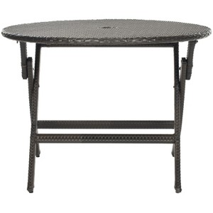 Ellis Round Folding Table - Indoor/Outdoor - PAT2001 - Brown - Safavieh - 1 of 4