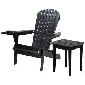 Jiallo Foldable Adirondack Chair with cup holder with End Table - 1 of 4