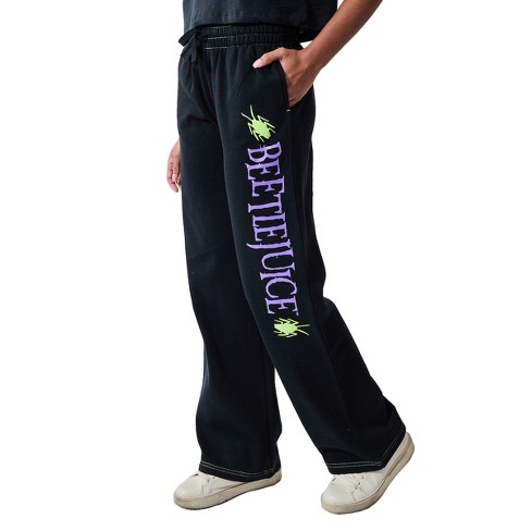 Beetlejuice Neon Green Beetles Women s Black Joggers XS