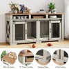 71" Double Dog Crate with 3 Storage Drawers & Sliding Barn Door, 2-in-1 Dog Kennel Furniture As TV Stand with Removable Divider for 2 Large Dogs - 3 of 4