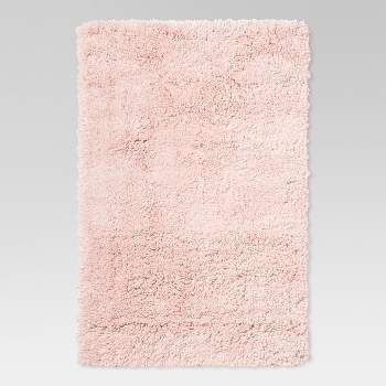 2'6"x3'10" Plush Shag Washable Accent Rug Pink - Room Essentials™