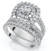 Pompeii3 1 1/10 Ct Lab Created Diamond Cushion Halo Engagement Wedding Ring Set White Gold - 2 of 4
