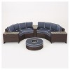 Madras Tortuga 8pc Wicker 1/2 Round Seating Set with Ice Bucket Ottoman - Navy Blue - Christopher Knight Home - image 2 of 4