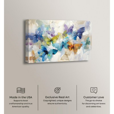 Large Multicolor Canvas Butterfly Wall Art, 36" x 24"