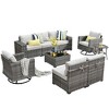 XIZZI 9PCS Patio Furniture Set with Sectional Sofa, All Weather PE Wicker Conversation Couch Set with Swivel Rocking Chairs and Side Table - image 2 of 4