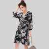 Anna-Kaci Women's Floral Print Wrap Dress with Ruffle Hem and Waist Tie - 2 of 4